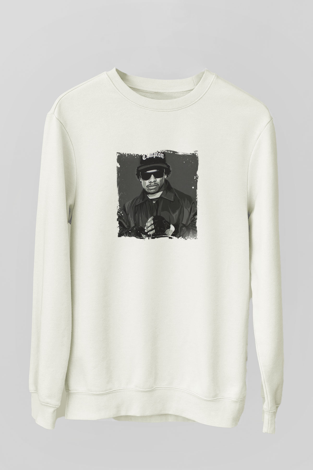 Eazy-E Baskılı Unisex Beyaz Sweatshirt
