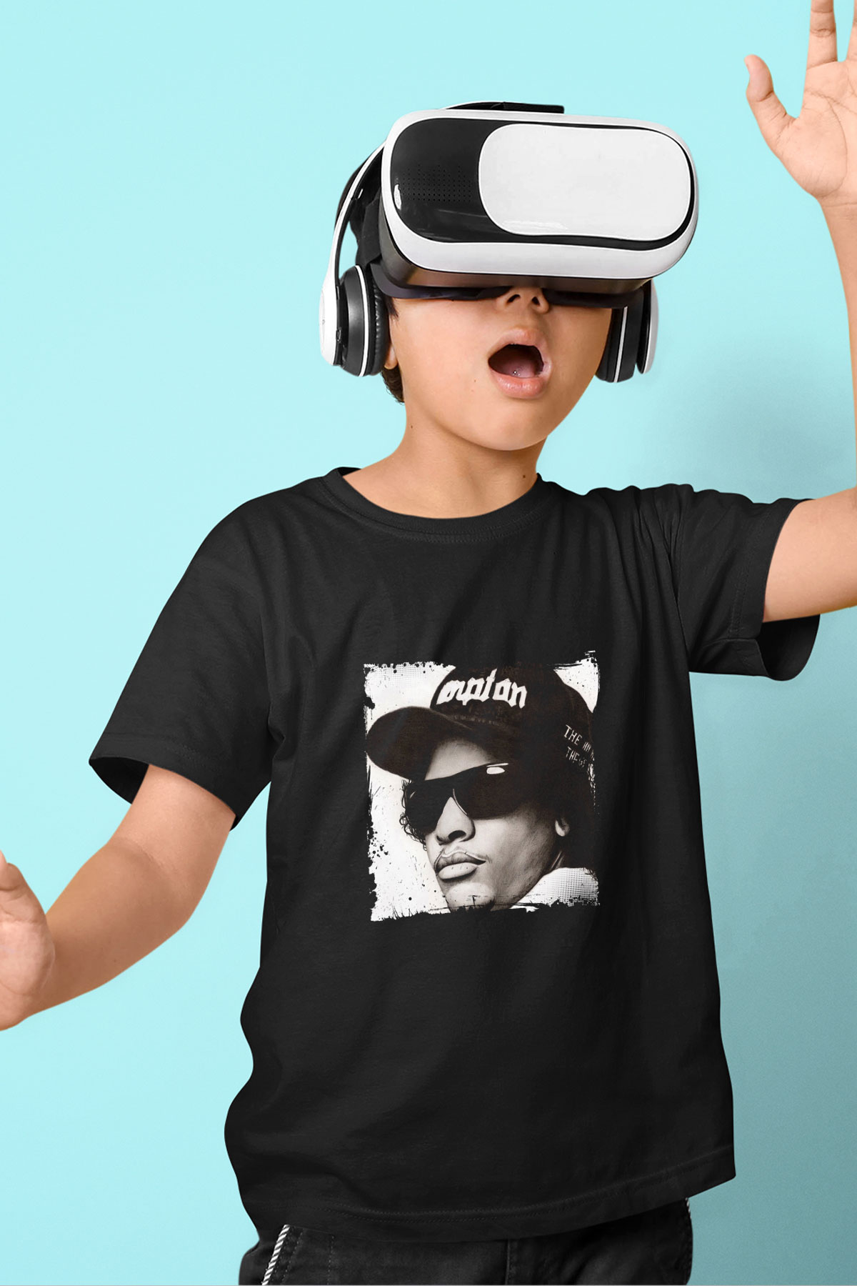 Eazy-E Baskılı Unisex Siyah Çocuk Tişört