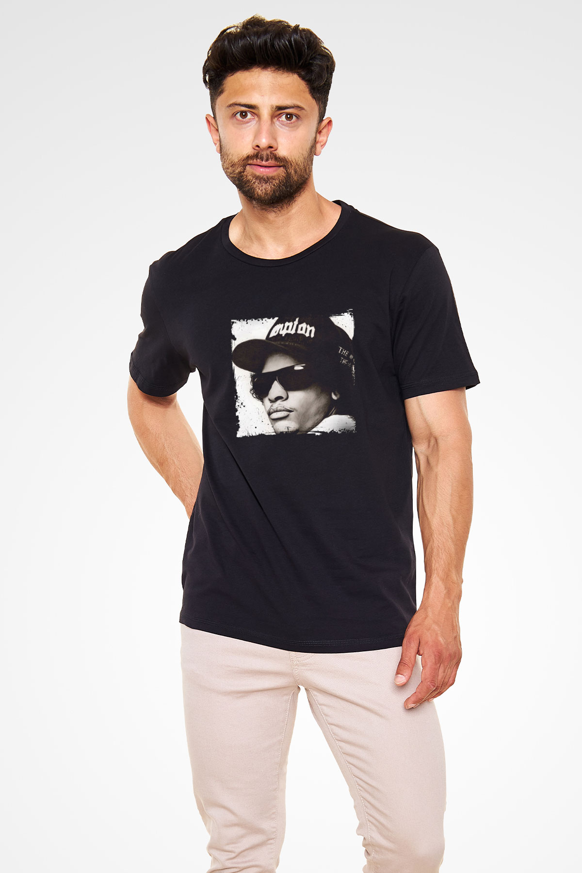 Eazy-E Baskılı Unisex Siyah Tişört