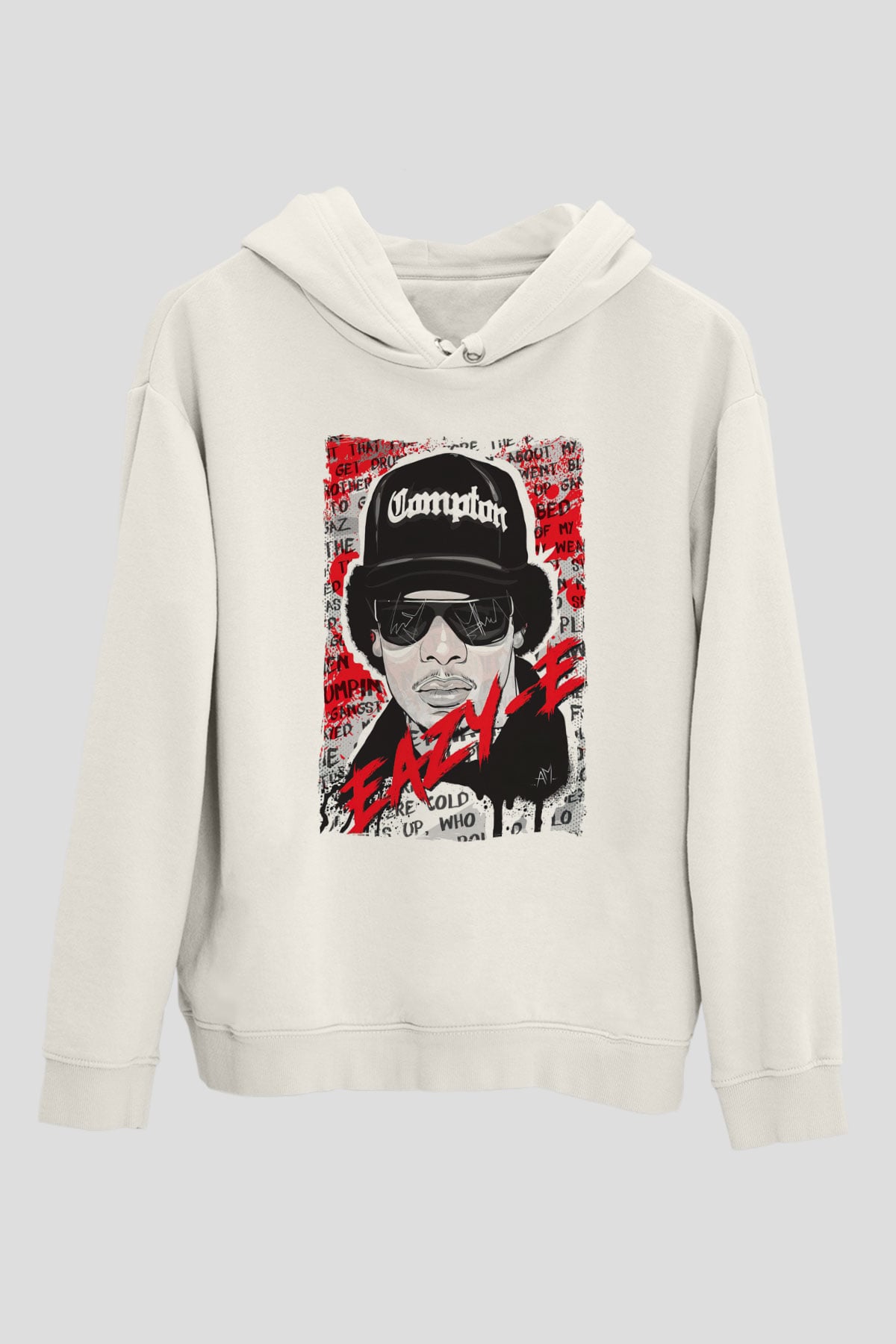 Eazy-E Beyaz Unisex Kapüşonlu Sweatshirt