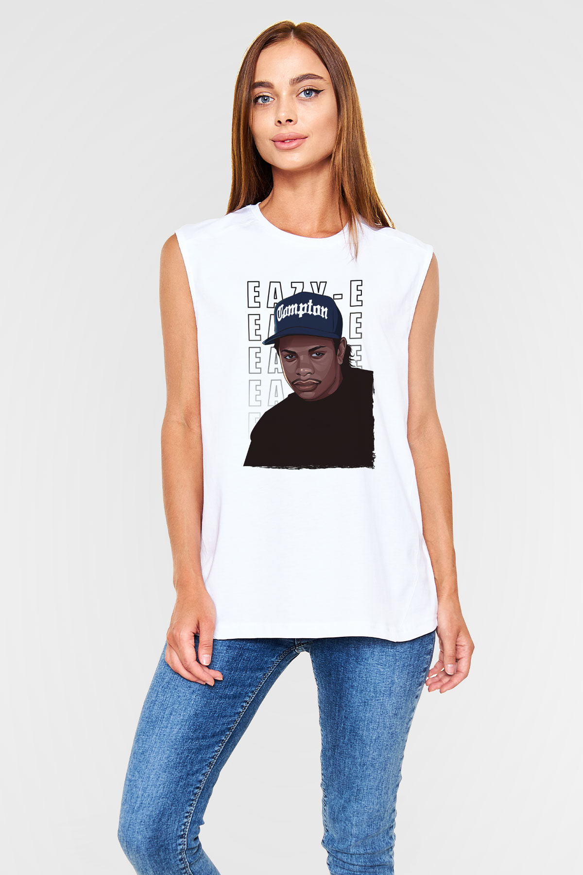 Eazy-E Beyaz Unisex Kolsuz Tişört