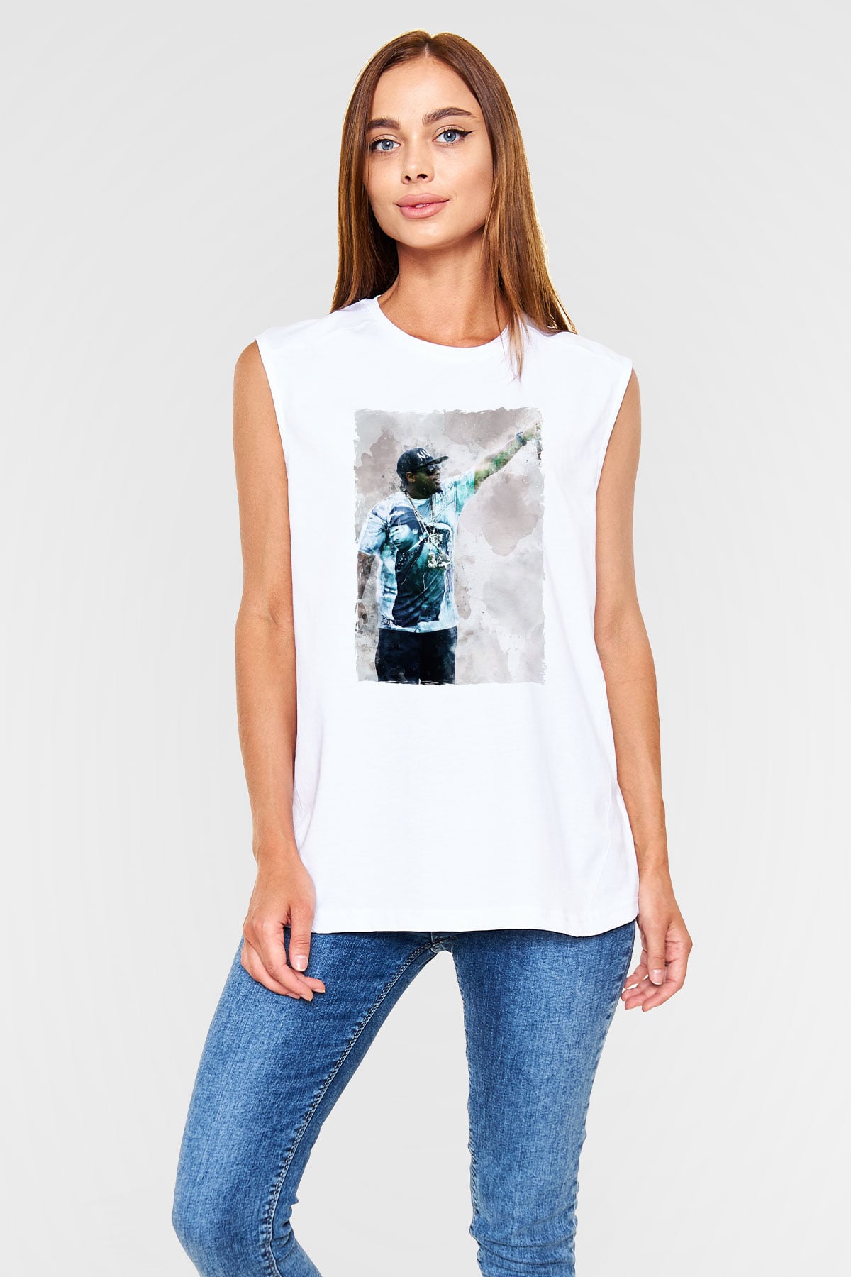 Eazy-E Beyaz Unisex Kolsuz Tişört