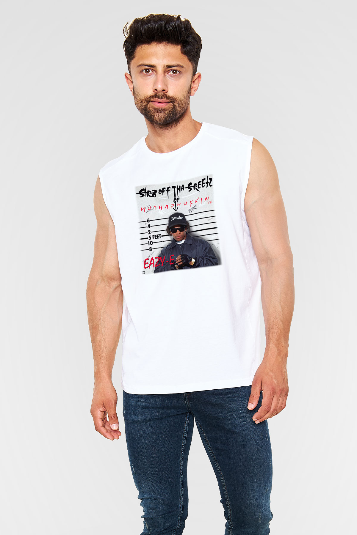 Eazy-E Beyaz Unisex Kolsuz Tişört