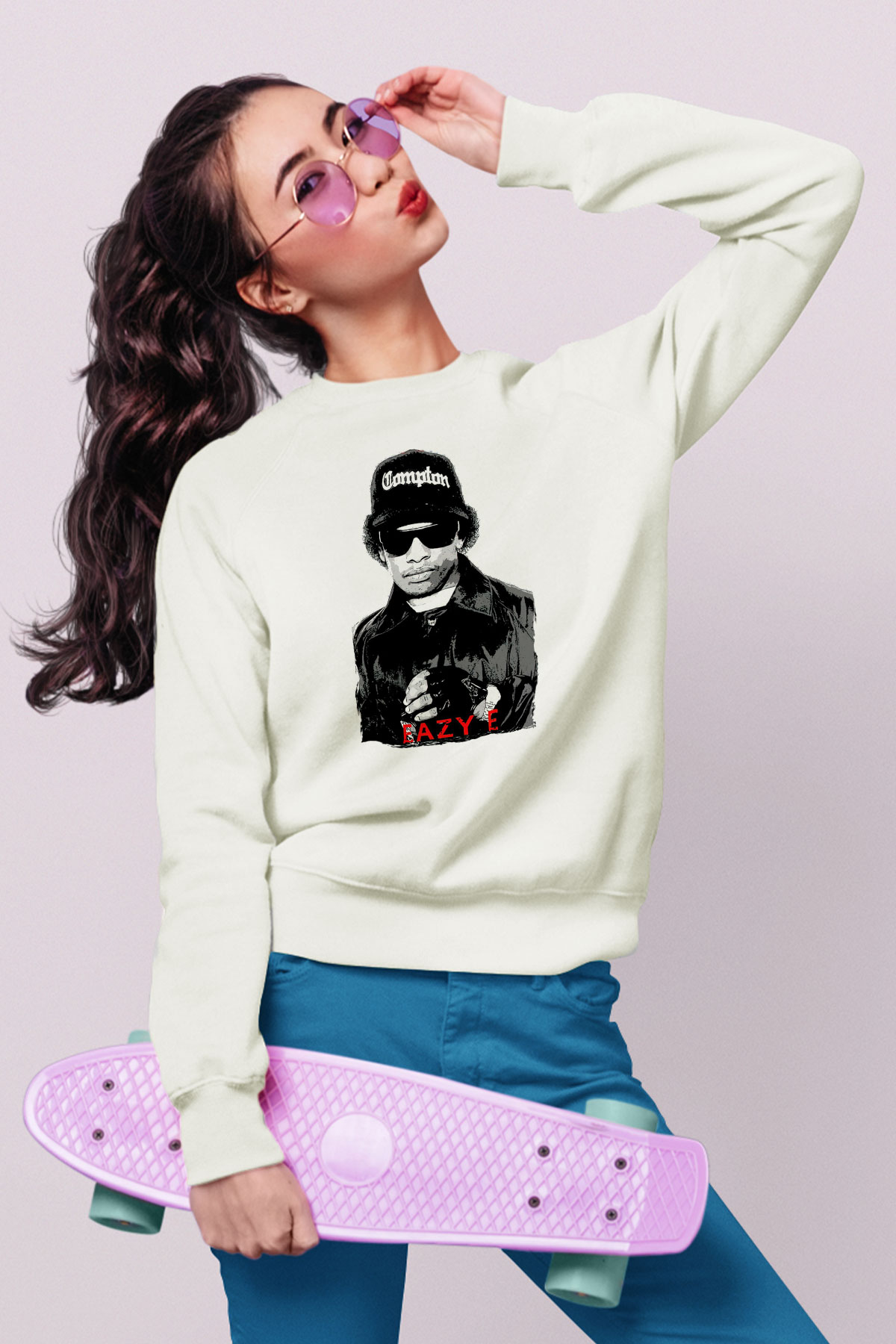 Eazy-E Beyaz Unisex Sweatshirt