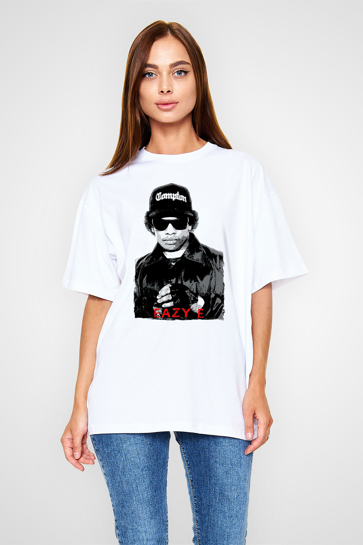 Eazy-E Beyaz Oversize Tişört Oversize T-shirt - TişörtFabrikası