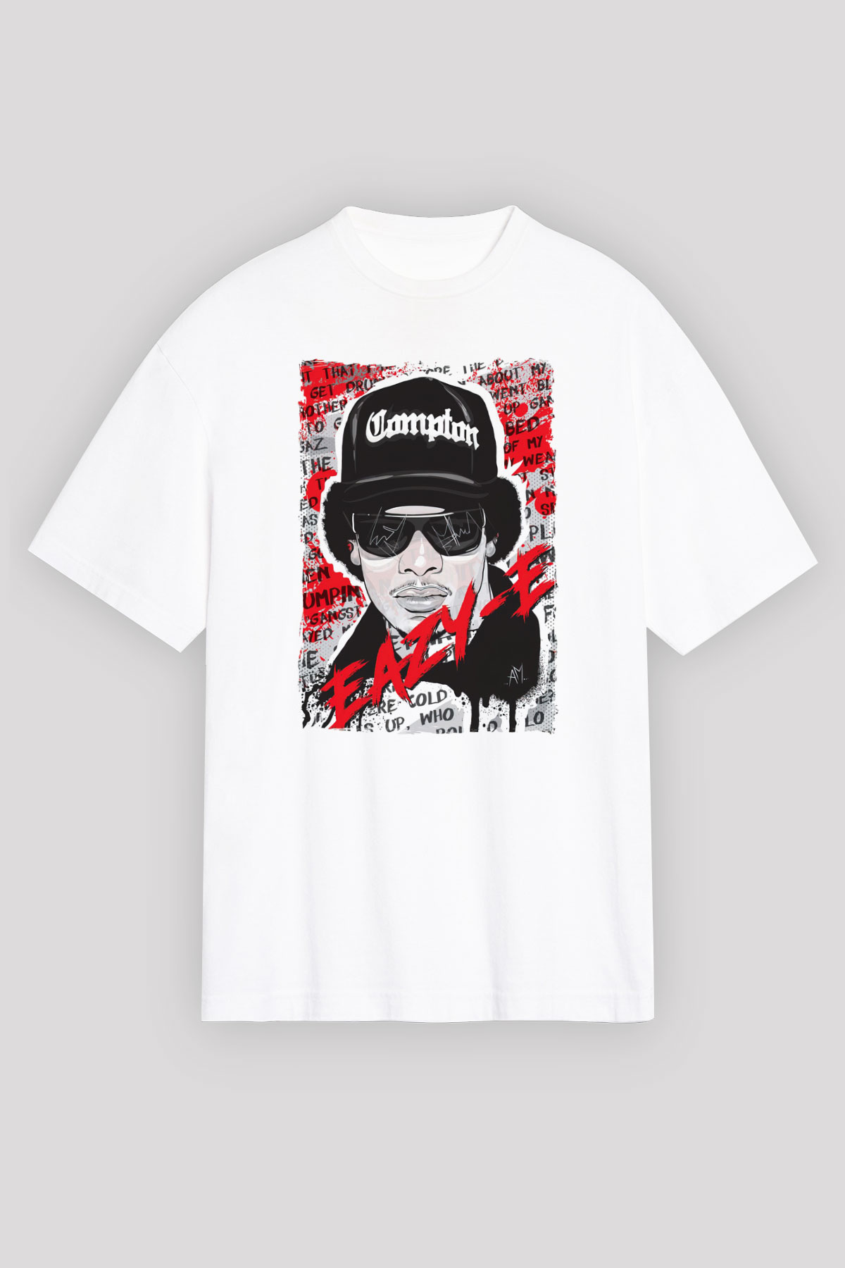 Eazy-E Beyaz Oversize Tişört Oversize T-shirt - TişörtFabrikası