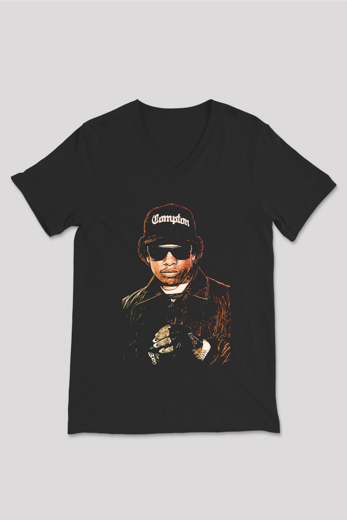 Eazy-E Siyah Unisex V Yaka Tişört
