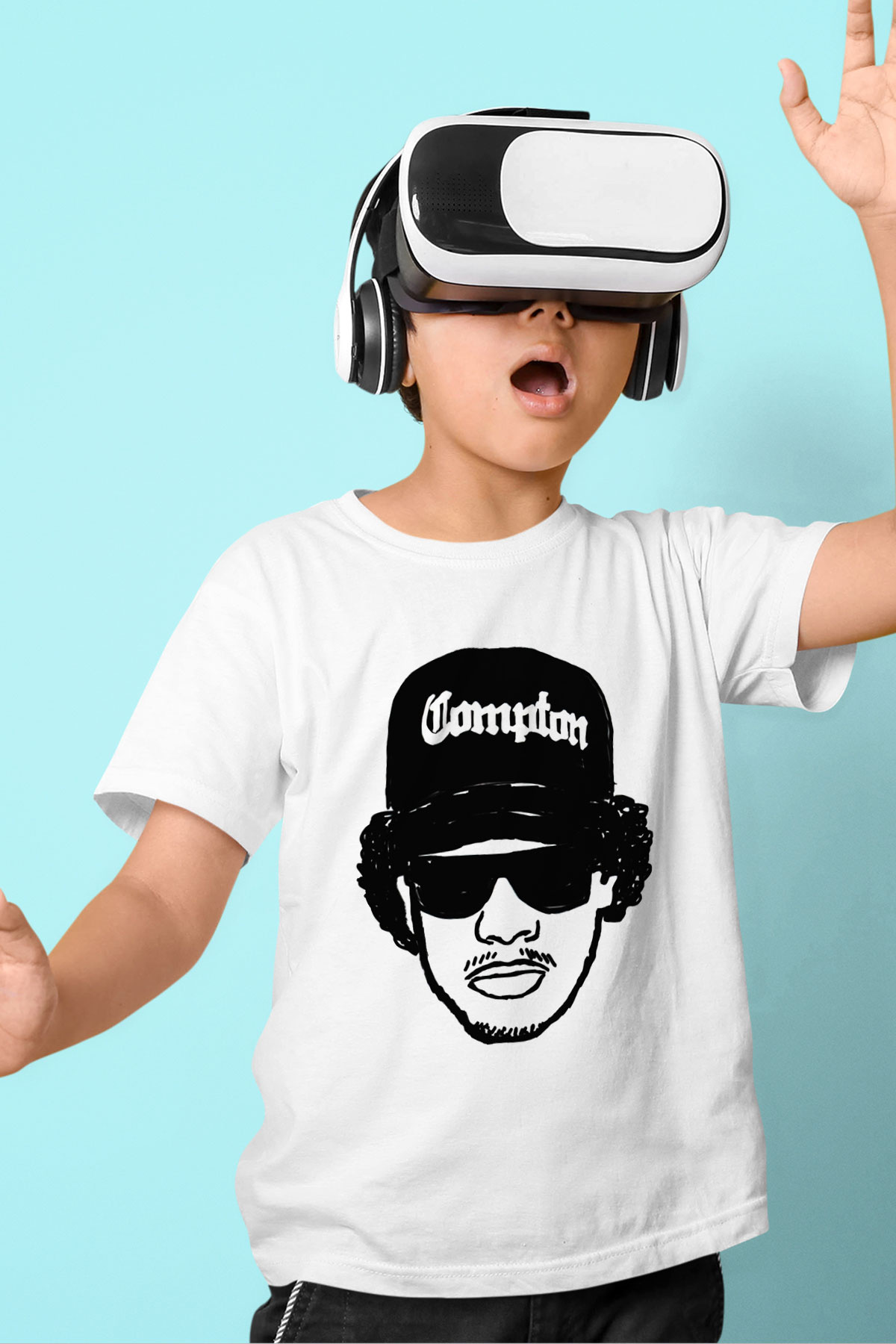 EazyE Baskılı Beyaz Unisex Çocuk Tişört