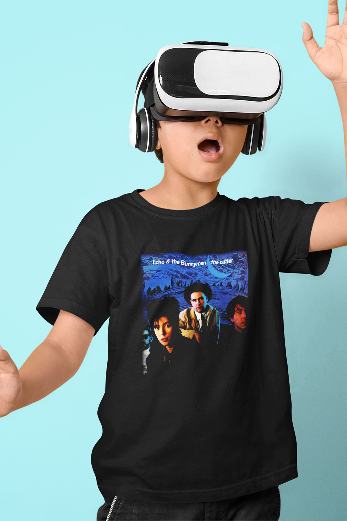 Echo and the Bunnymen Baskılı Siyah Unisex Çocuk Tişört