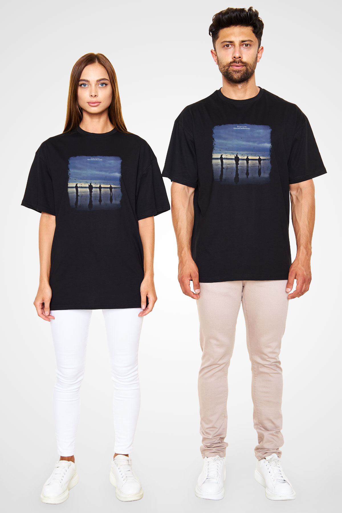 Echo and The Bunnymen Baskılı Unisex Siyah Oversize Tişört