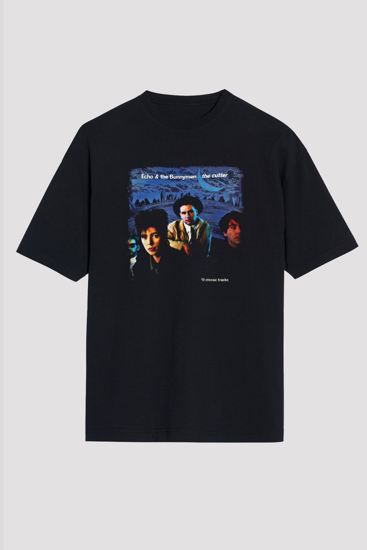 Echo and The Bunnymen Baskılı Unisex Siyah Oversize Tişört