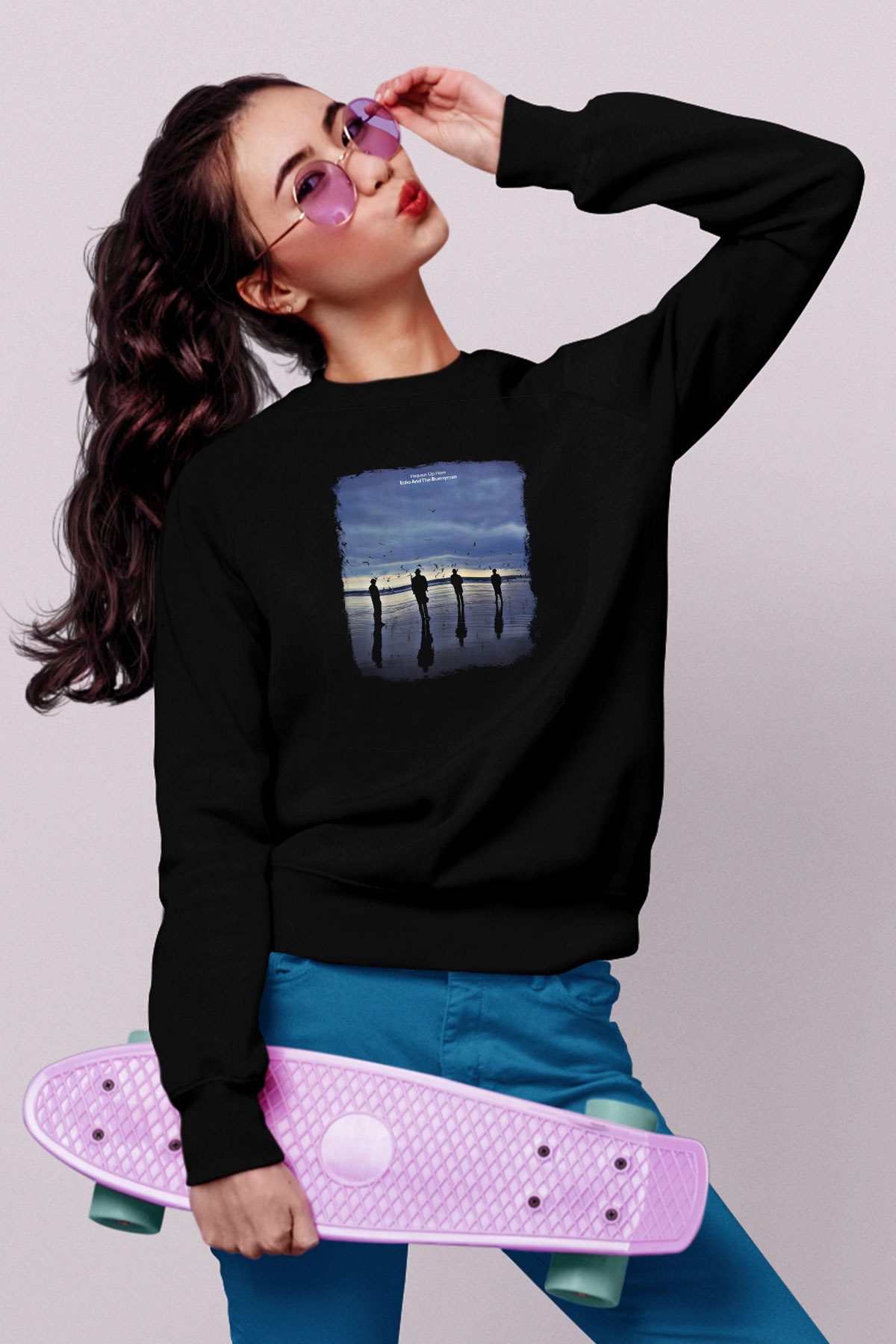 Echo and The Bunnymen Baskılı Unisex Siyah Sweatshirt
