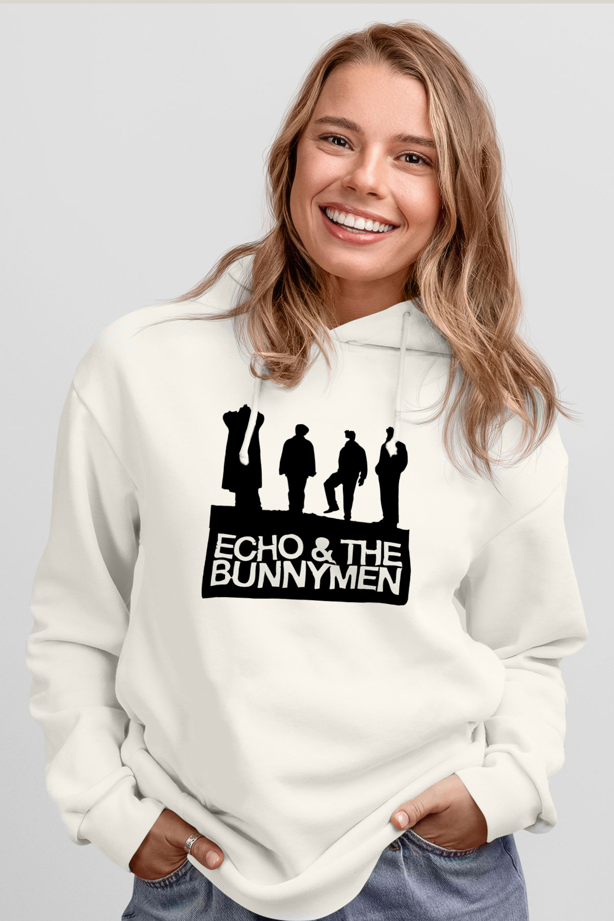 Echo and the Bunnymen Beyaz Unisex Kapşonlu Sweatshirt