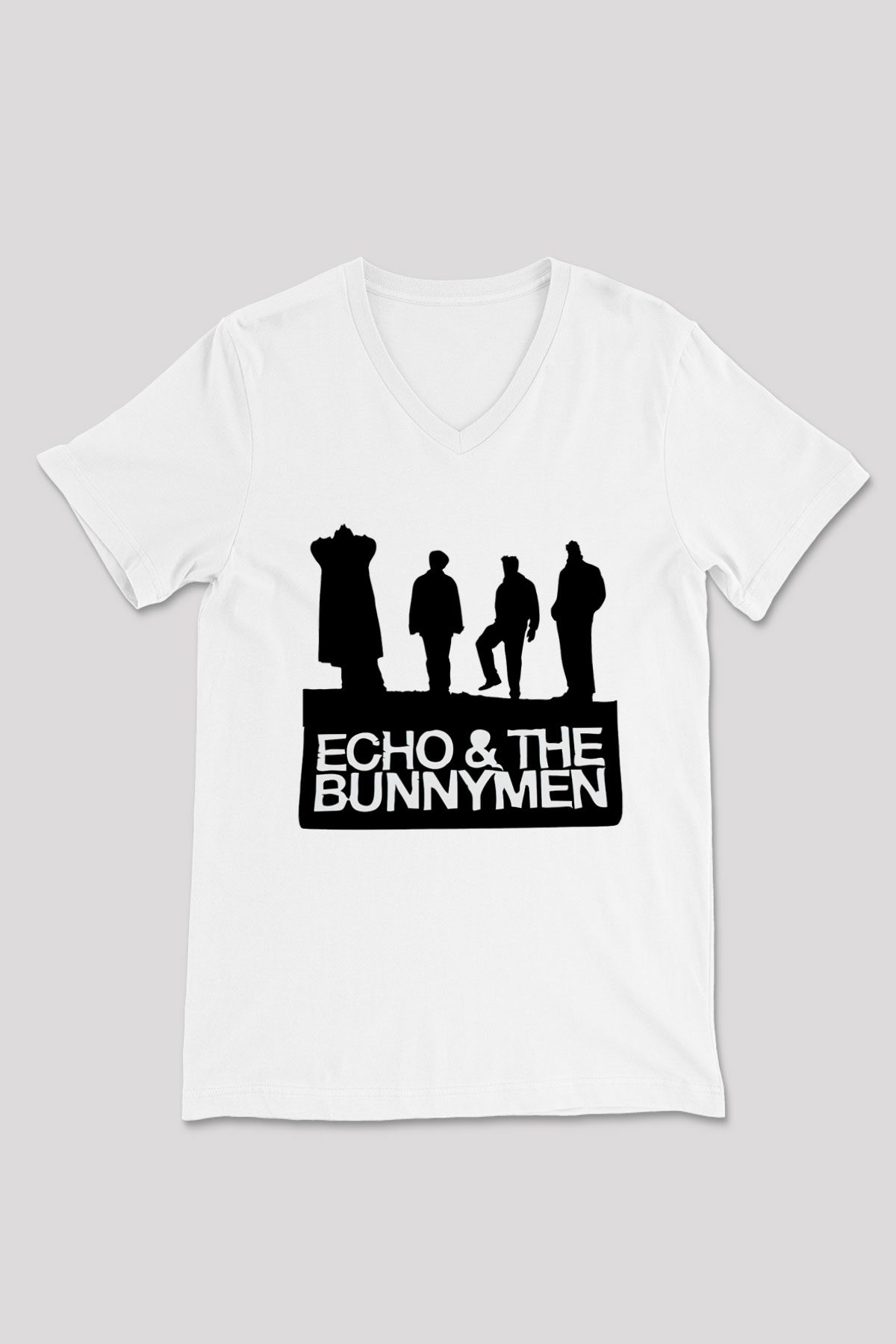 Echo and the Bunnymen Beyaz Unisex V Yaka Tişört T-Shirt