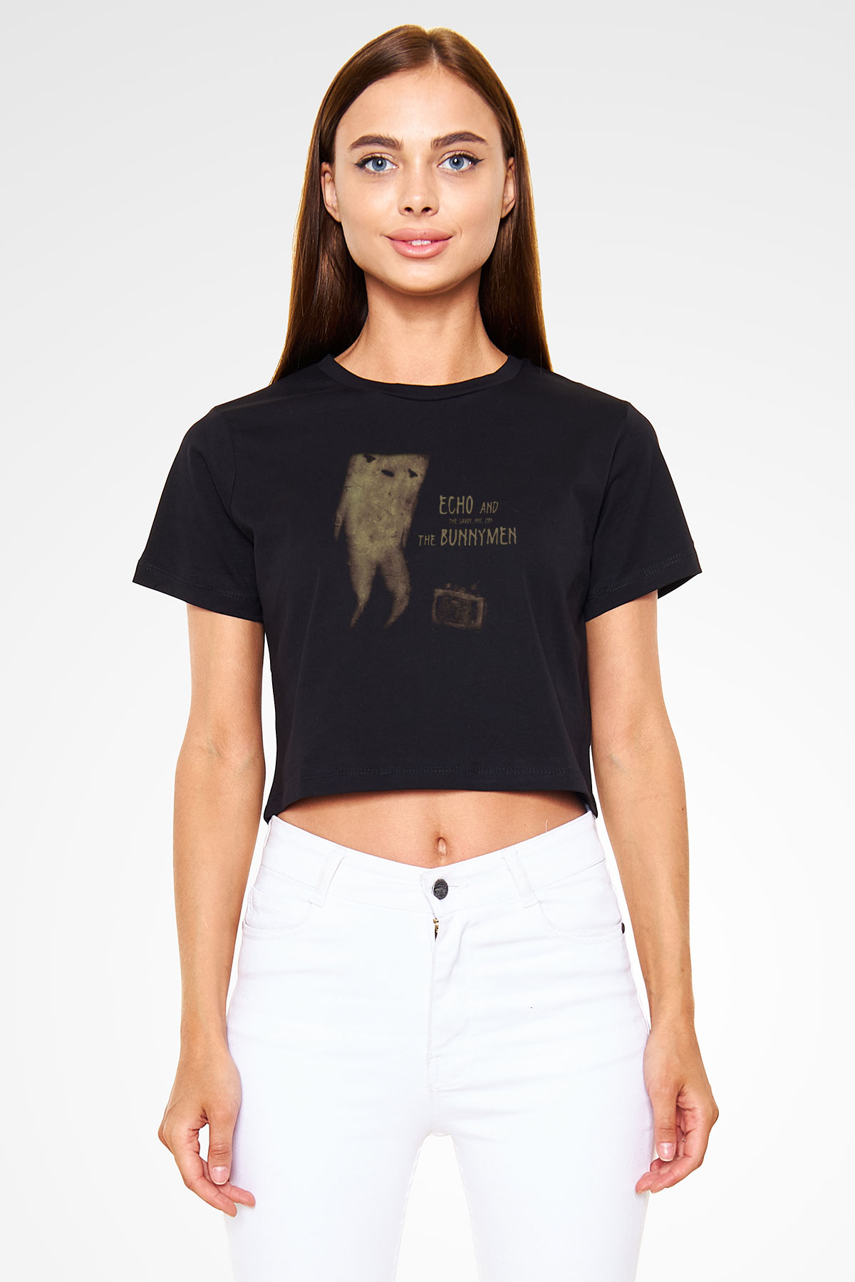 Echo and the Bunnymen Siyah  Crop Top Tişört