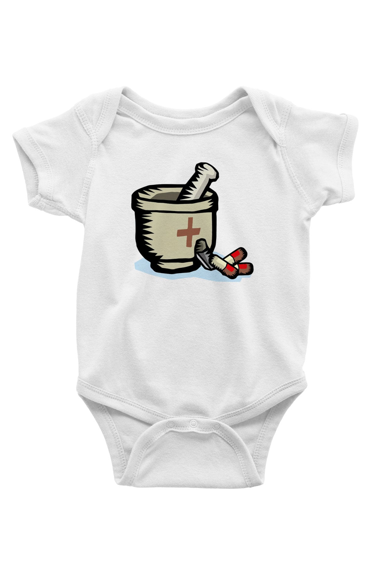 Eczacı Baskılı Beyaz Unisex Bebek Body - Zıbın