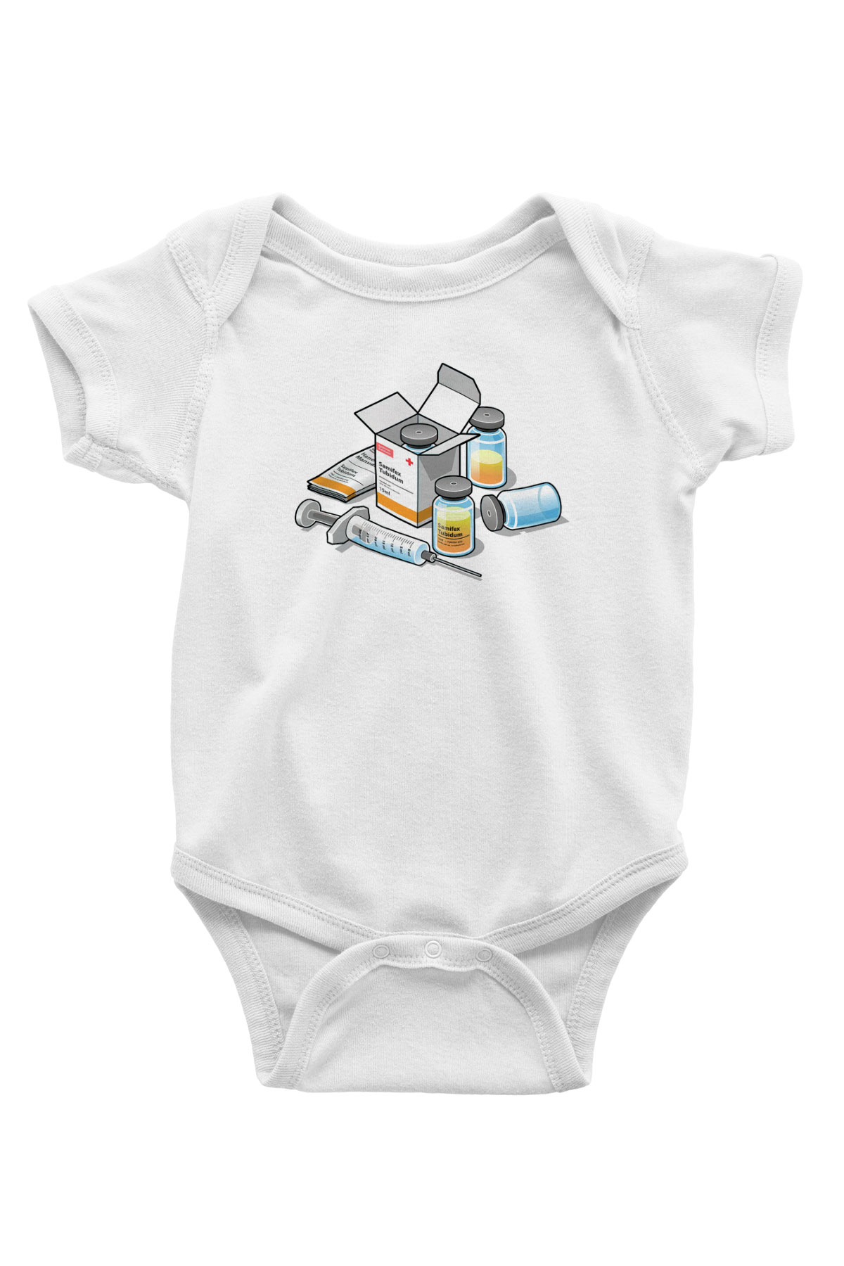 Eczacı Baskılı Beyaz Unisex Bebek Body - Zıbın