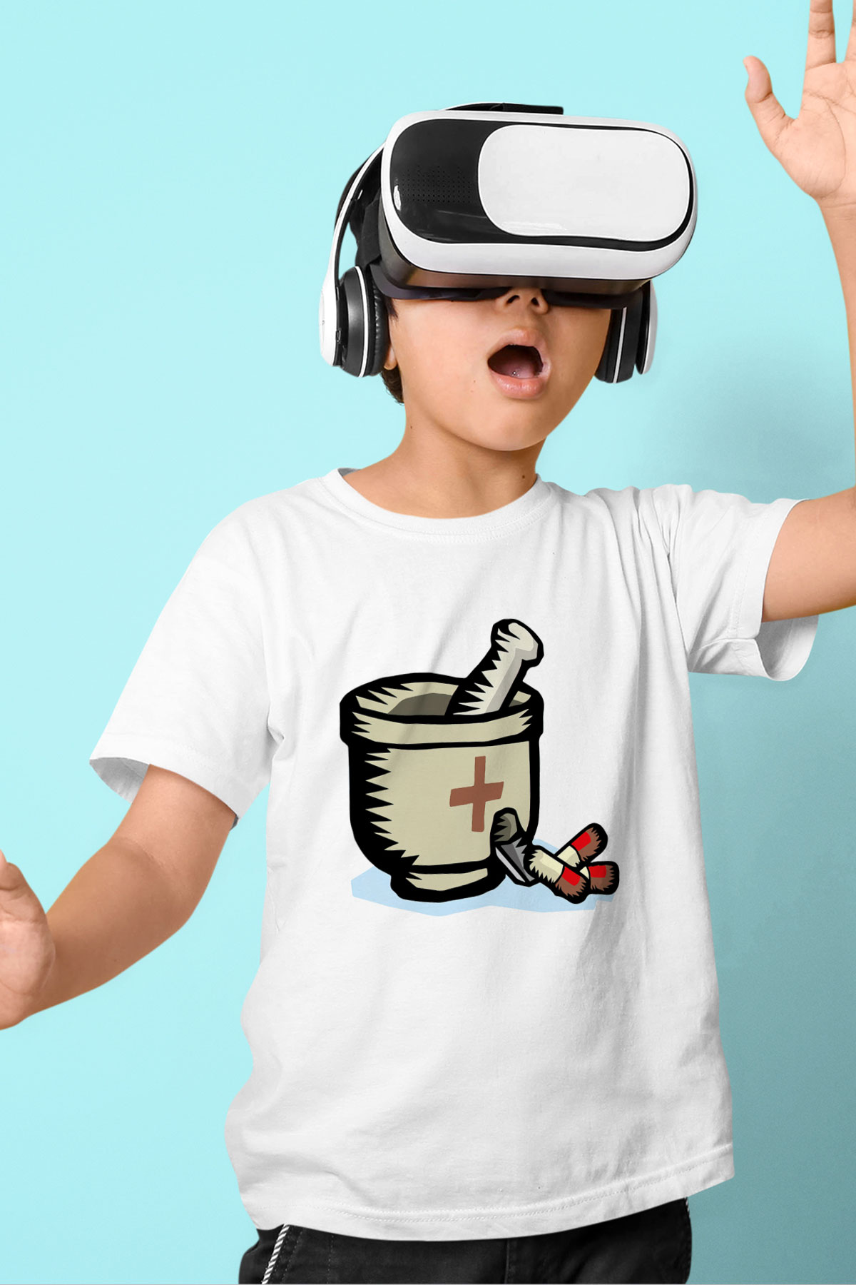 Eczacı Baskılı Beyaz Unisex Çocuk Tişört