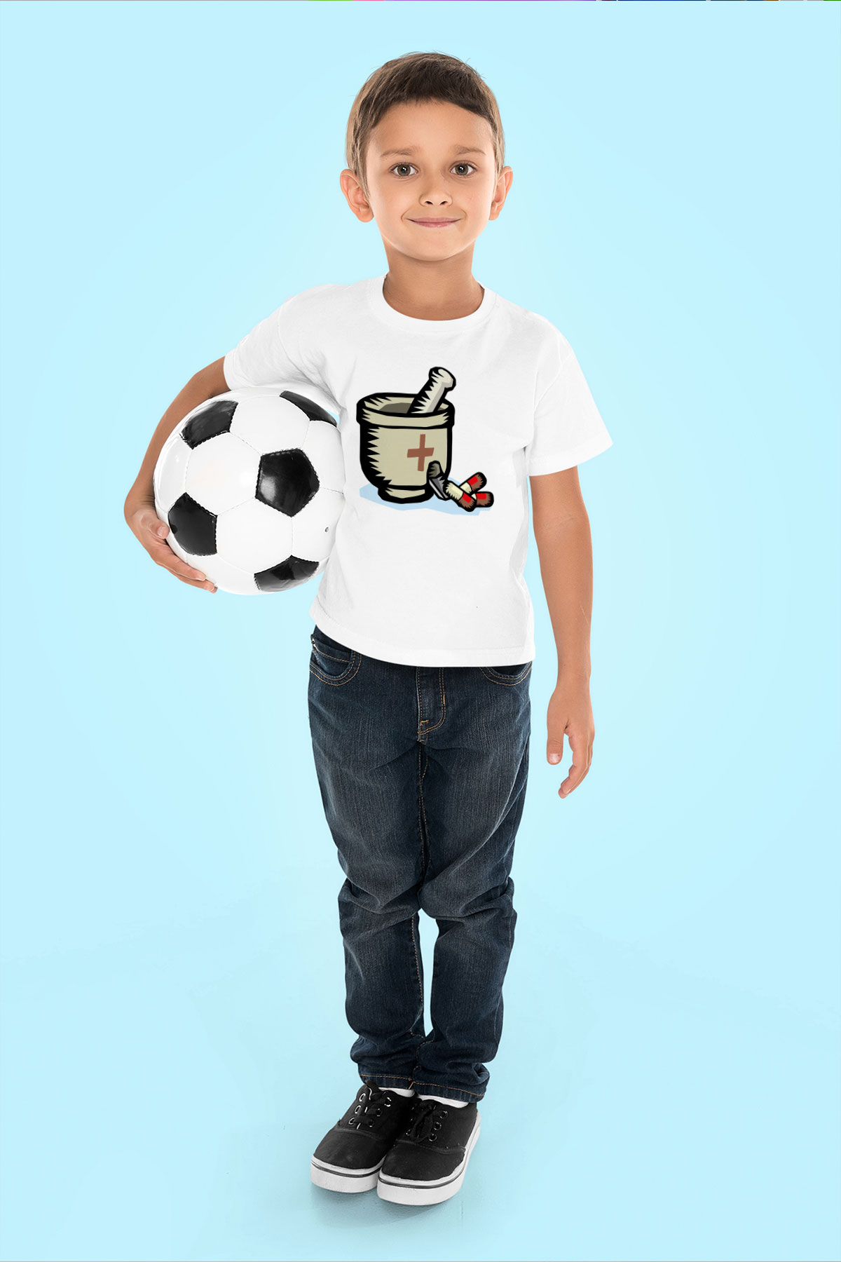 Eczacı Baskılı Beyaz Unisex Çocuk Tişört