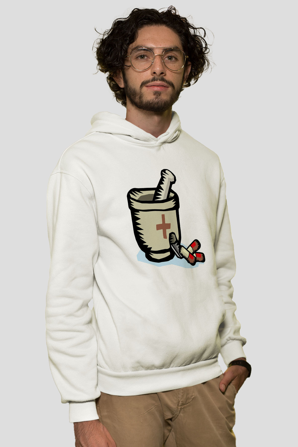 Eczacı Beyaz Unisex Hoodie