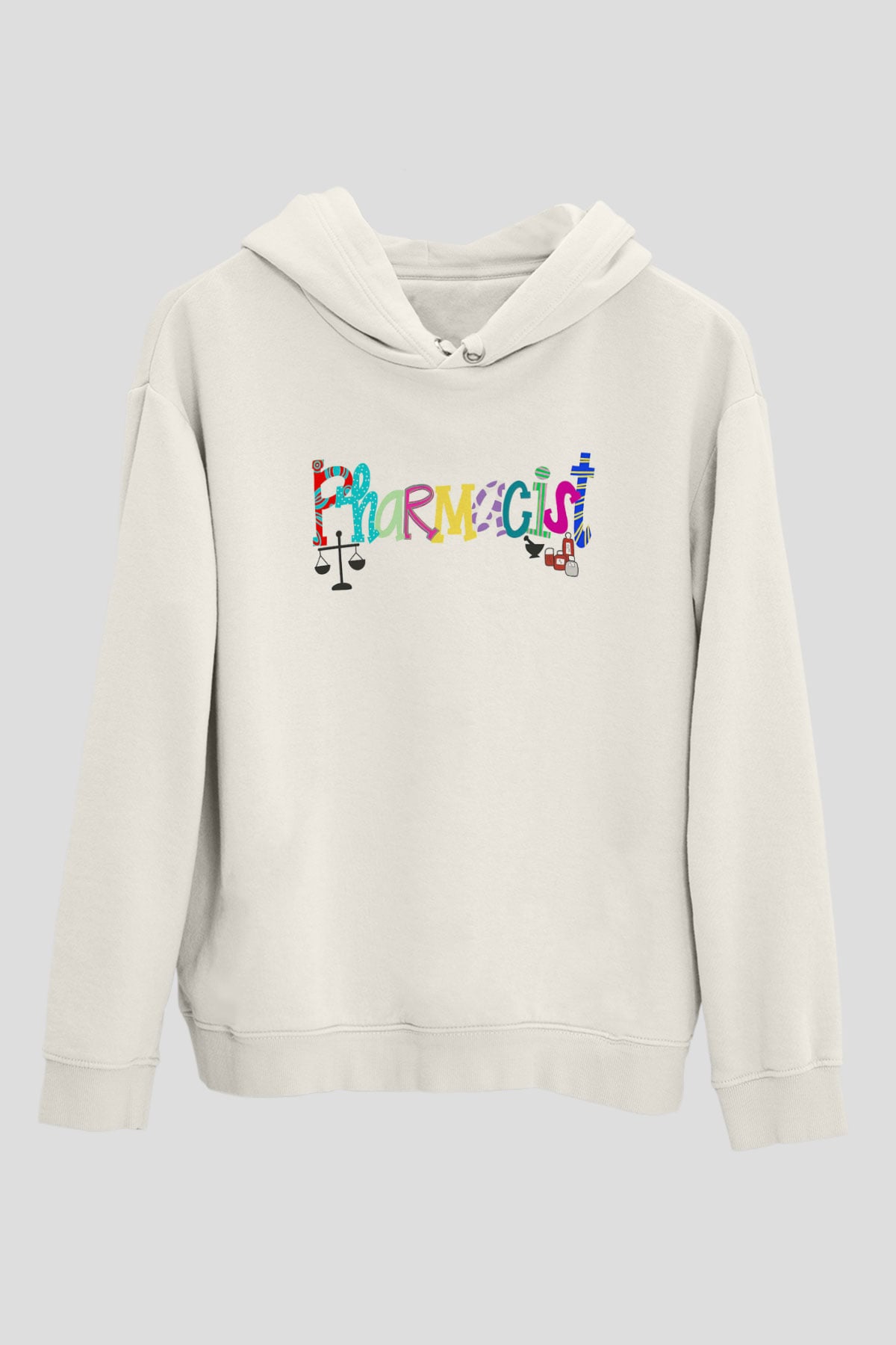 Eczacı Beyaz Unisex Kapüşonlu Sweatshirt