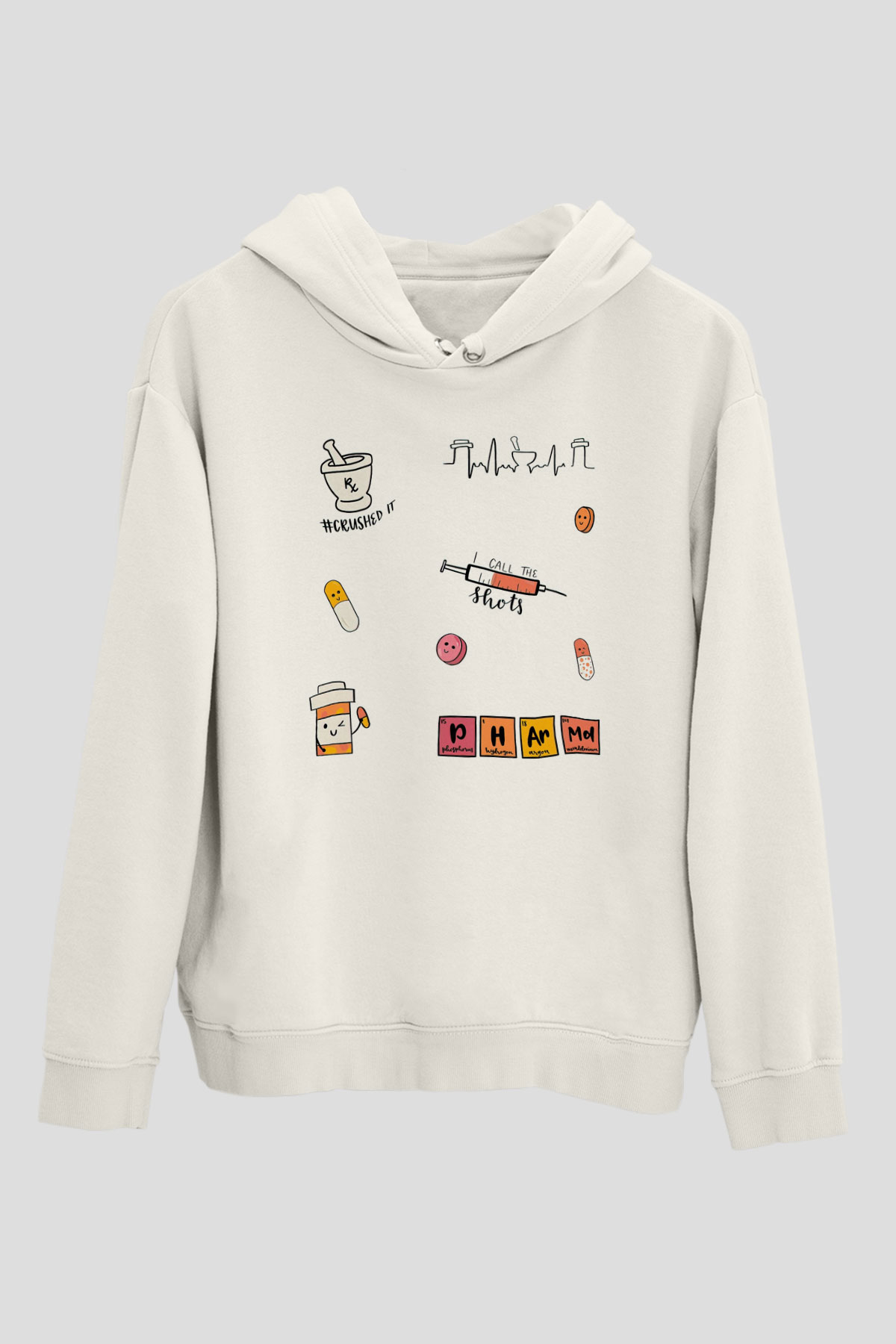 Eczacı Beyaz Unisex Kapüşonlu Sweatshirt