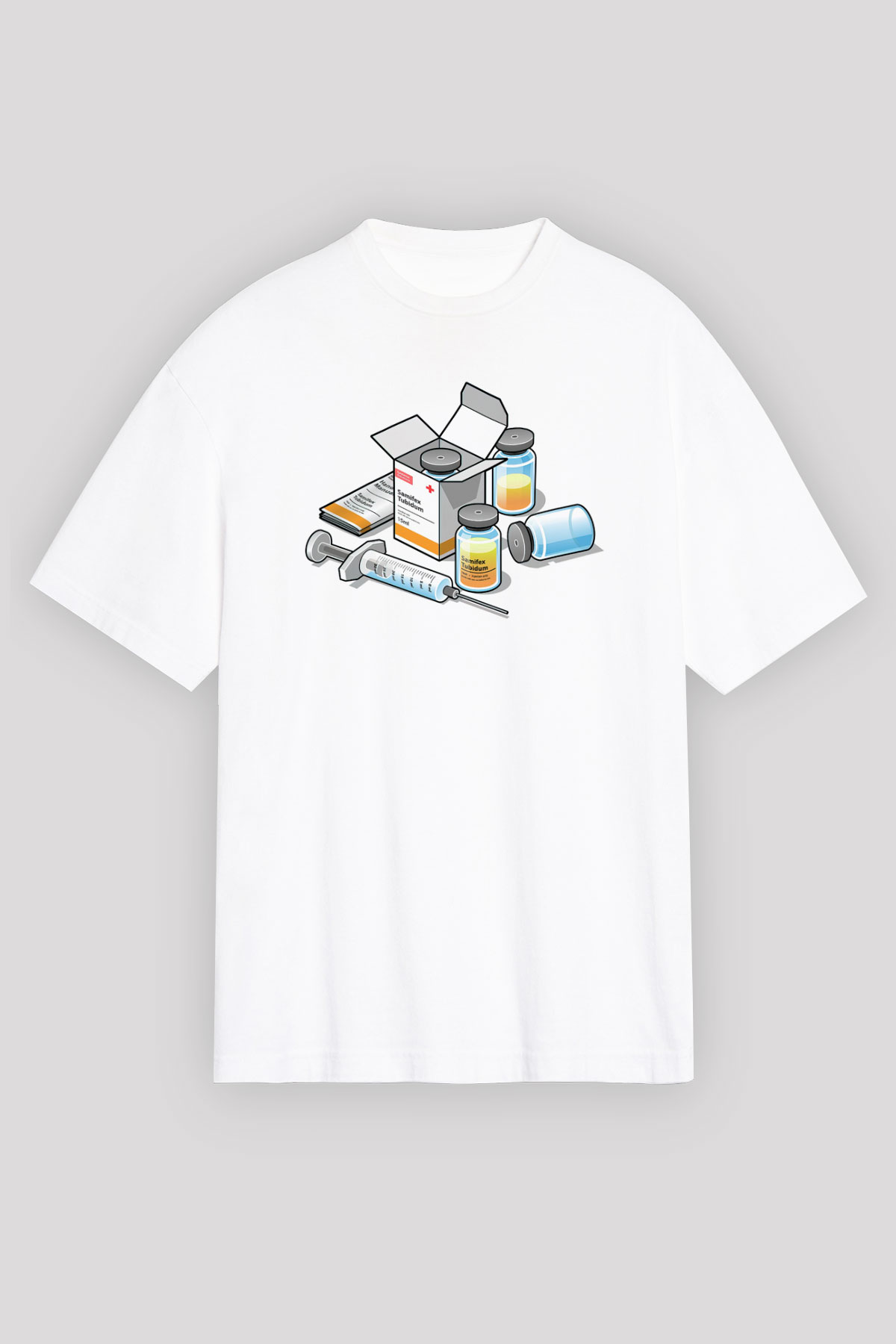 Eczacı Beyaz Unisex Oversize Tişört T-Shirt