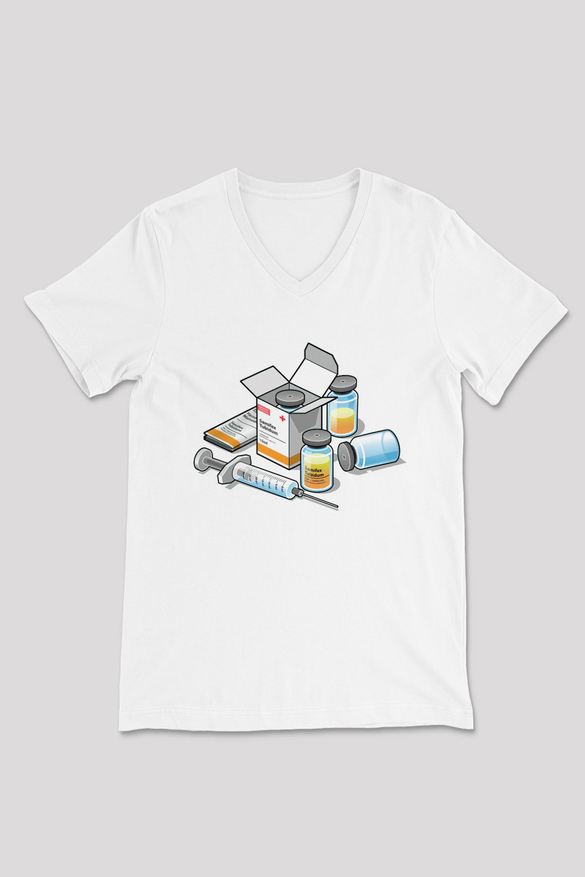 Eczacı Beyaz Unisex V Yaka Tişört T-Shirt