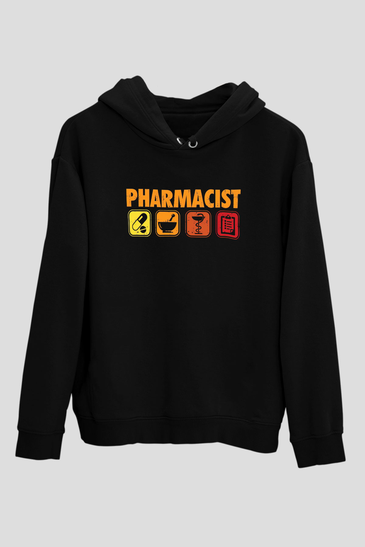 Eczacı Siyah Unisex Kapüşonlu Sweatshirt