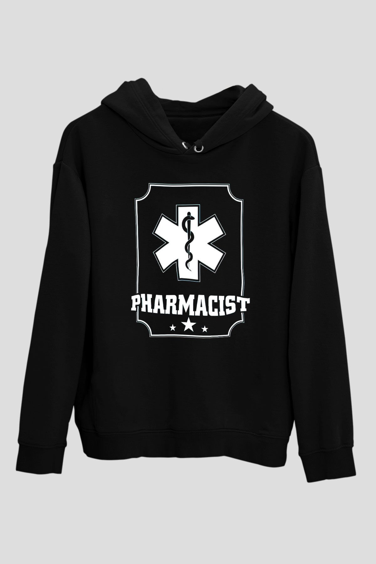 Eczacı Siyah Unisex Kapüşonlu Sweatshirt