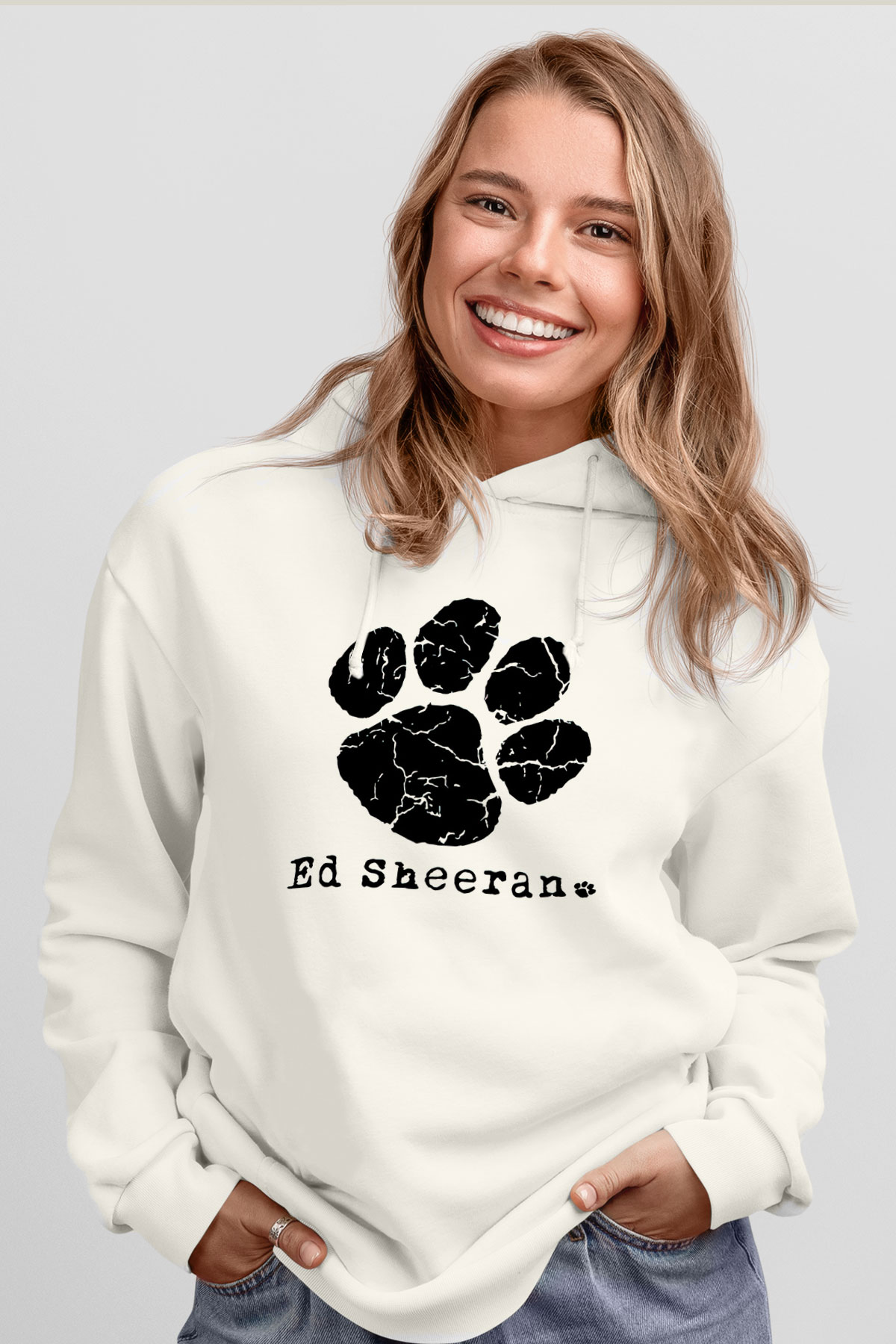 Ed Sheeran Beyaz Unisex Kapşonlu Sweatshirt