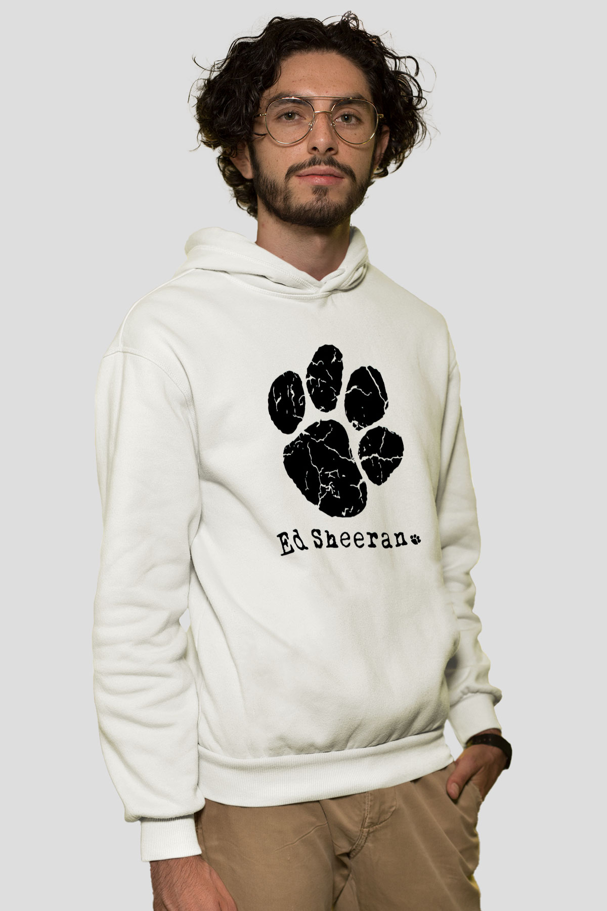 Ed Sheeran Beyaz Unisex Kapşonlu Sweatshirt
