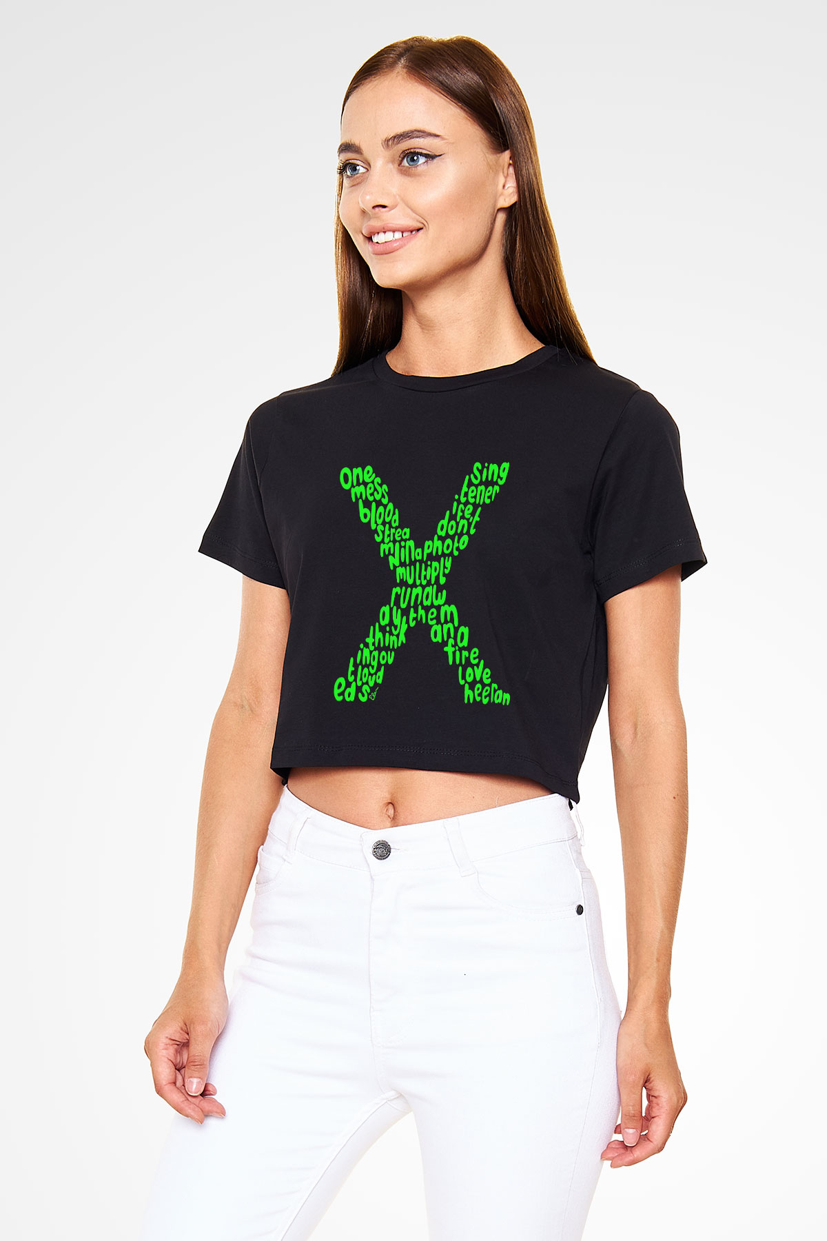 Ed Sheeran Siyah Crop Top Tişört