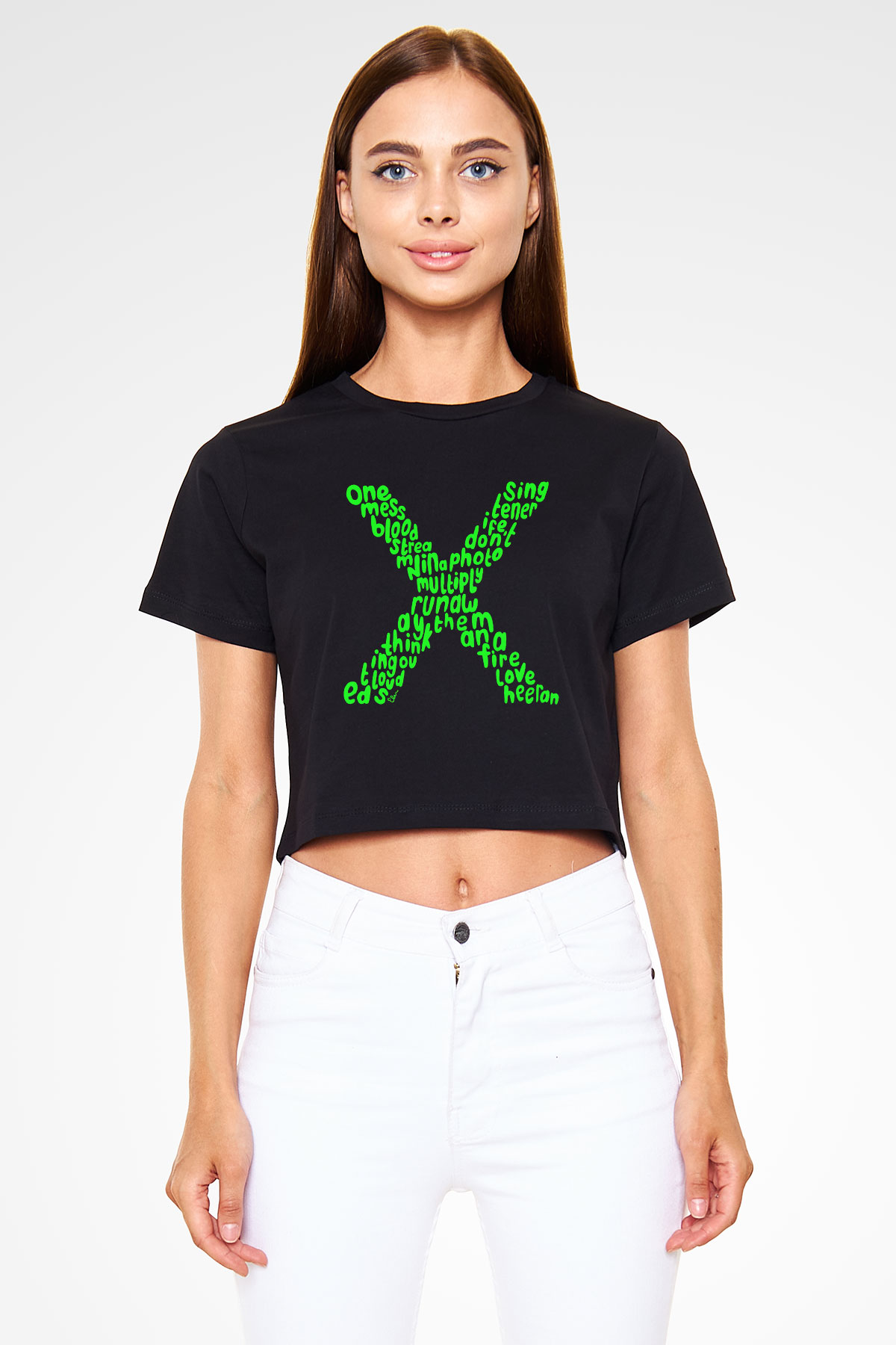 Ed Sheeran Siyah Crop Top Tişört