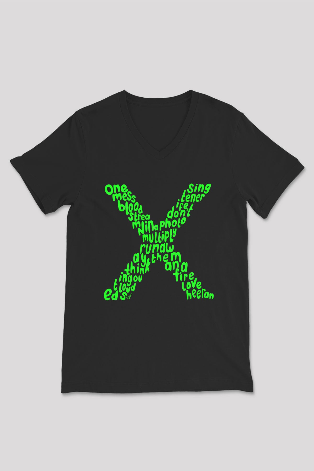 Ed Sheeran Siyah Unisex V Yaka Tişört T-Shirt