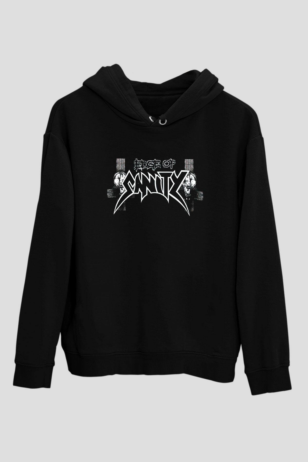 Edge of Sanity Siyah Unisex Kapüşonlu Sweatshirt