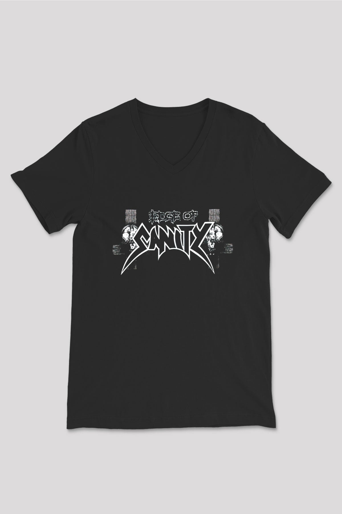 Edge of Sanity Siyah Unisex V Yaka Tişört