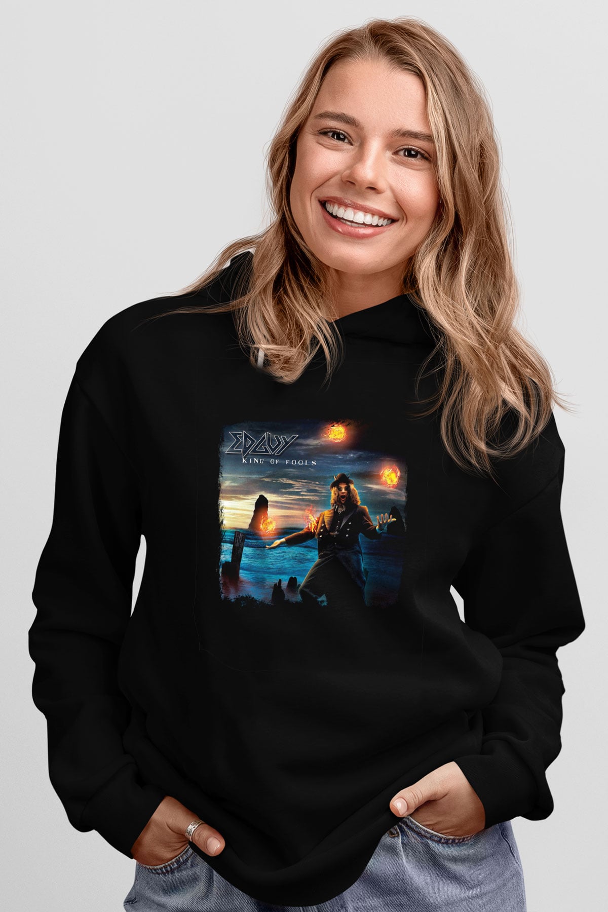 Edguy Baskılı Unisex Siyah Hoodie
