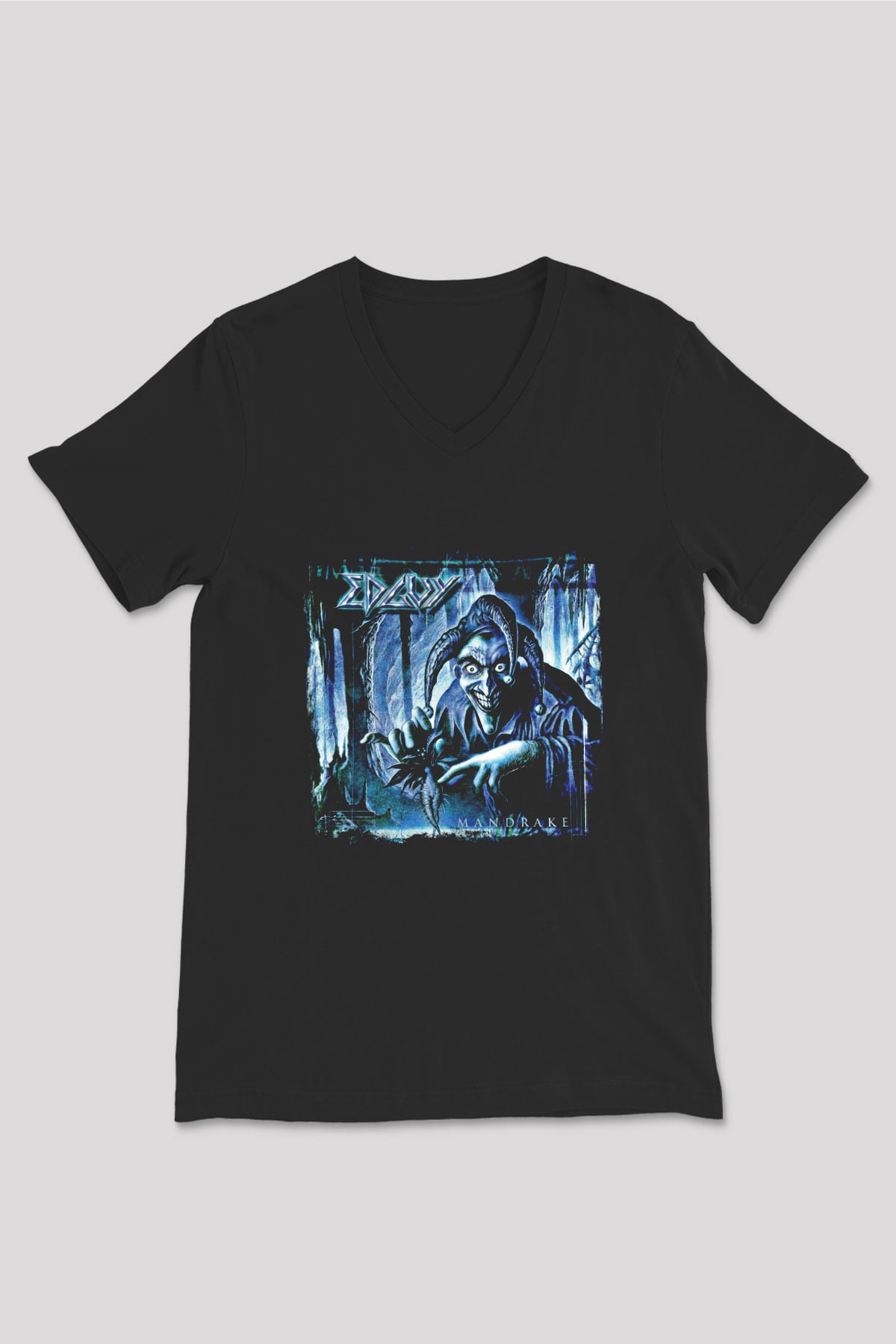 Edguy Baskılı Unisex Siyah V Yaka Tişört