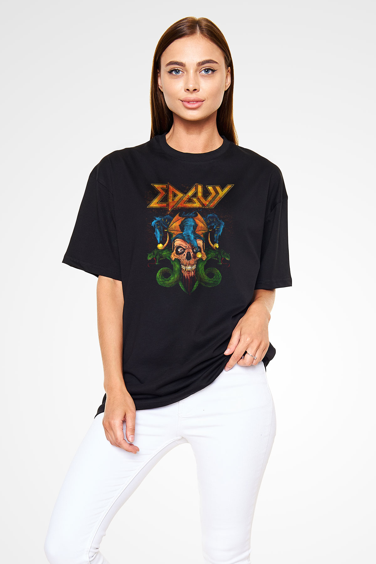 Edguy Siyah Unisex Oversize Tişört T-Shirt