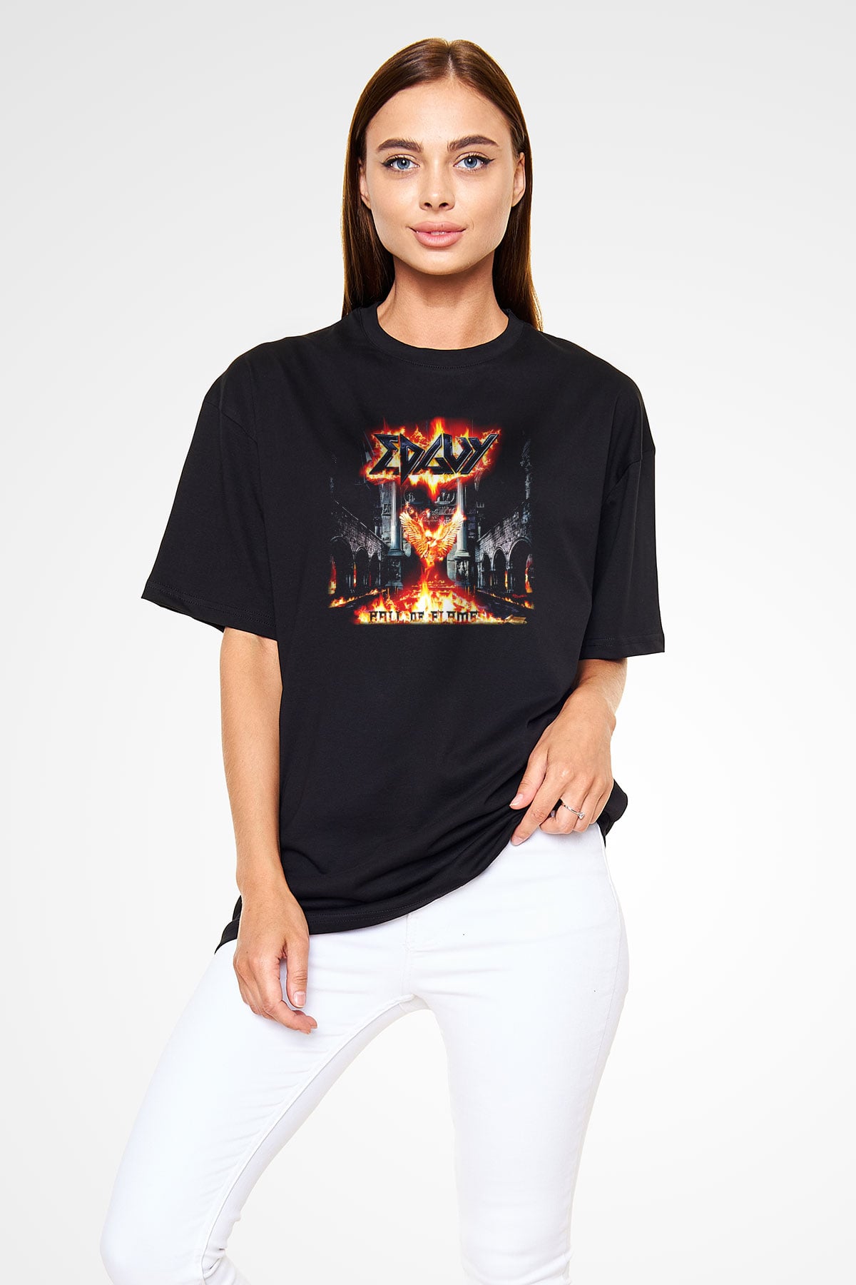 Edguy Siyah Unisex Oversize Tişört T-Shirt