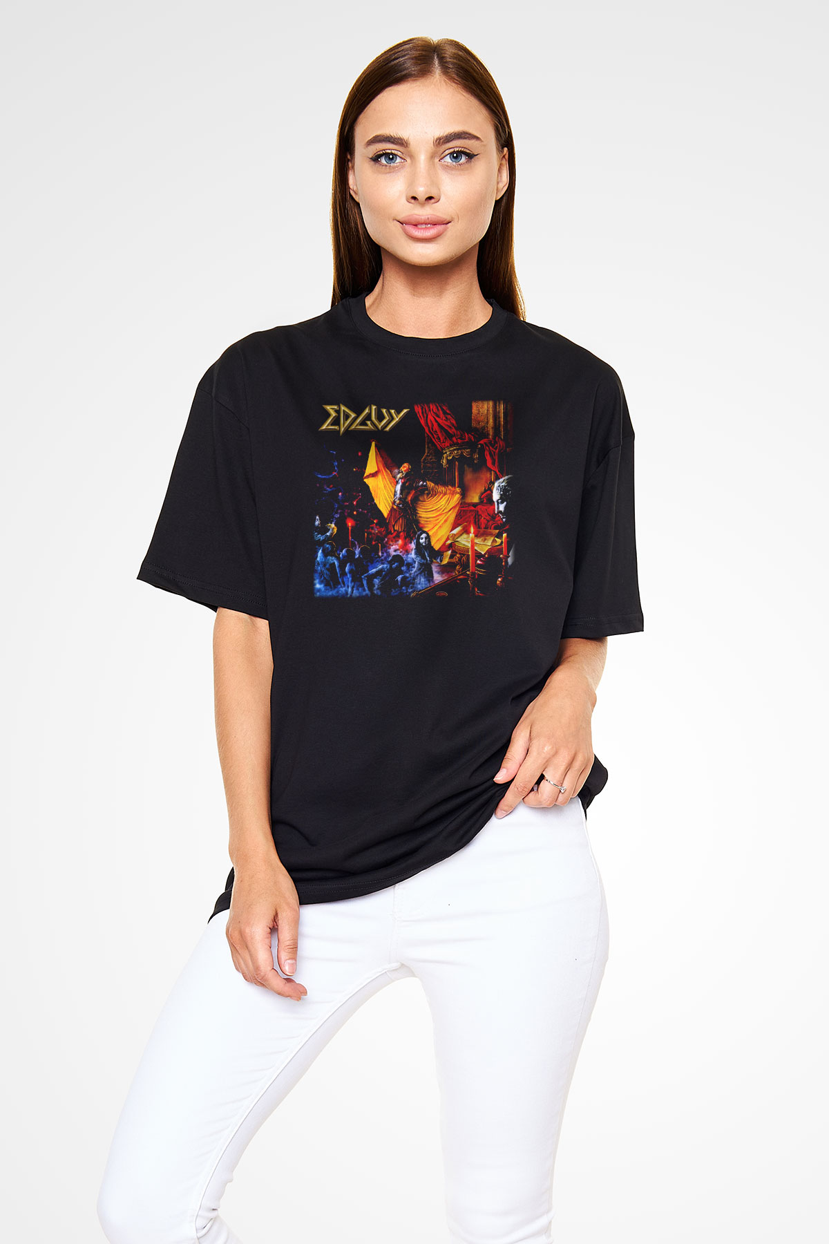 Edguy Siyah Unisex Oversize Tişört T-Shirt