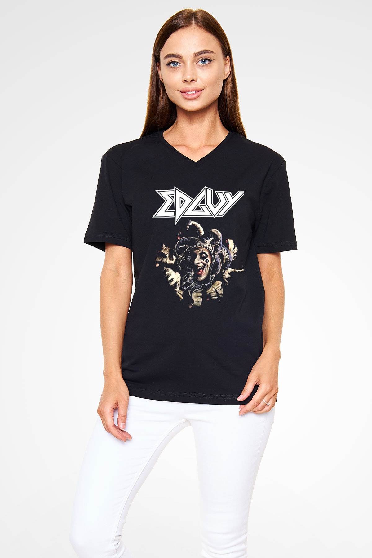 Edguy Siyah Unisex V Yaka Tişört