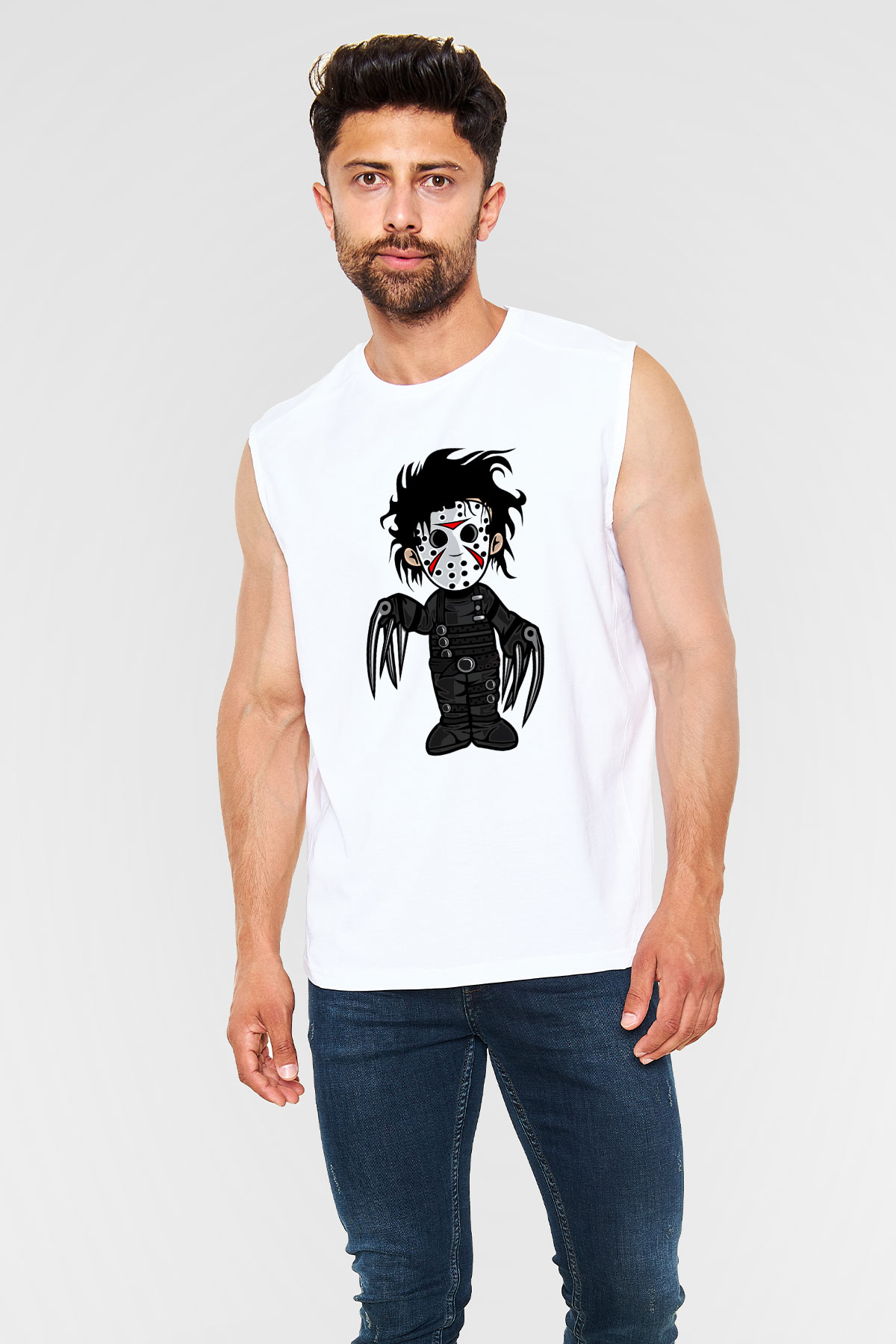 Edward Baskılı Unisex Beyaz Kolsuz Tişört