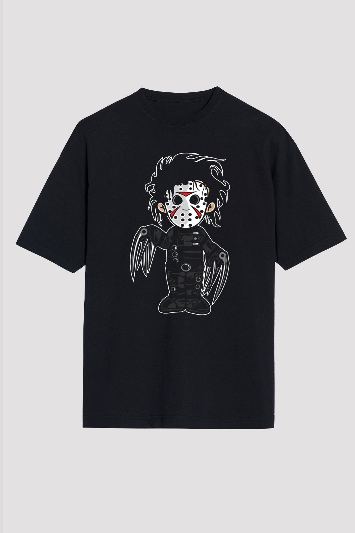 Edward Baskılı Unisex Siyah Oversize Tişört