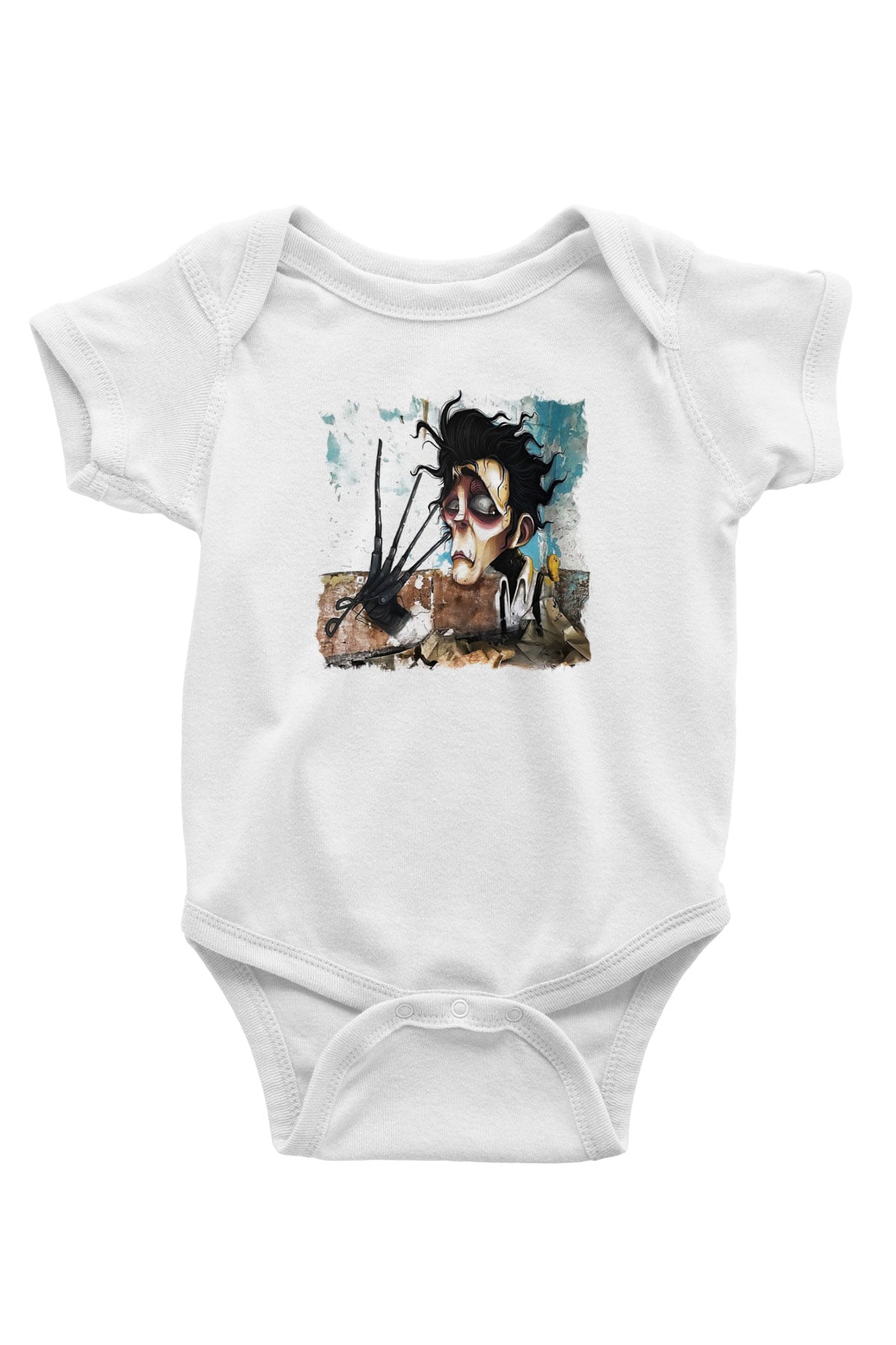Edward Scissorhands Baskılı Beyaz Unisex Bebek Body - Zıbın