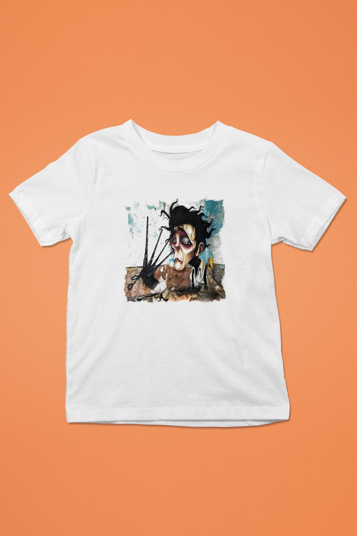 Edward Scissorhands Baskılı Beyaz Unisex Çocuk Tişört