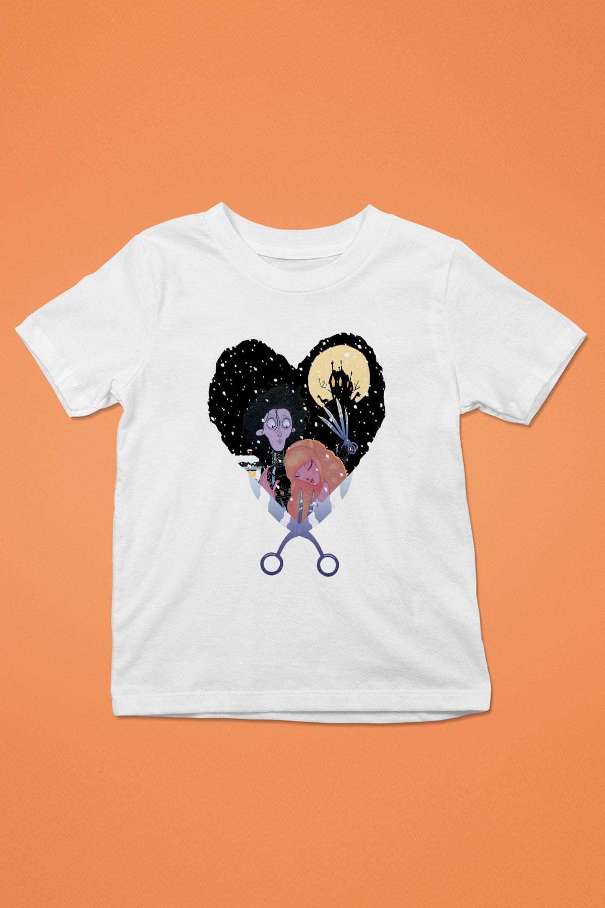 Edward Scissorhands Baskılı Beyaz Unisex Çocuk Tişört