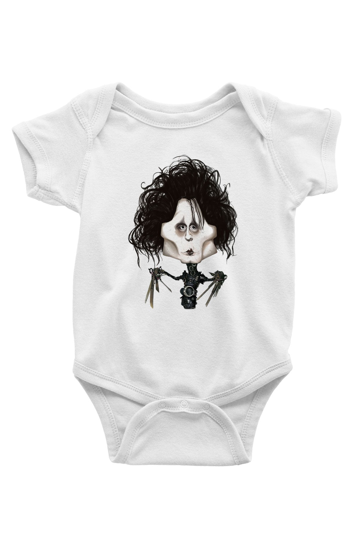 Edward Scissorhands Baskılı Beyaz Unisex Bebek Body - Zıbın