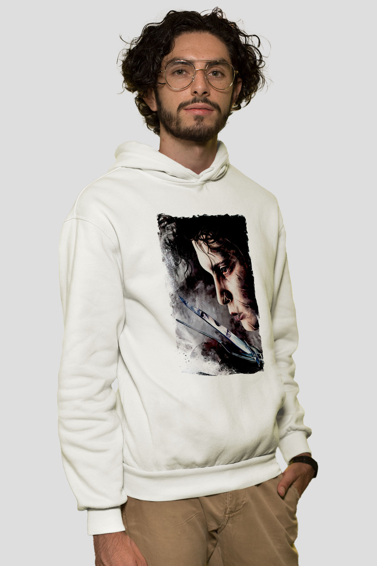 Edward Scissorhands Beyaz Unisex Hoodie